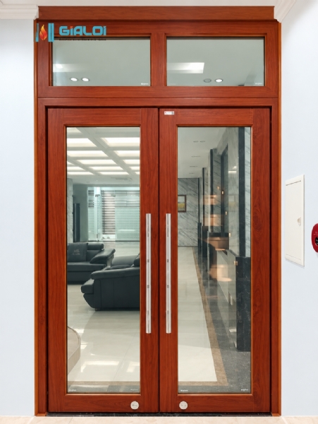 cửa kính chống cháy vân gỗ